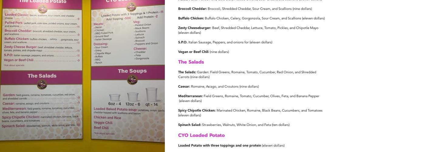 The Potato Concept Menu