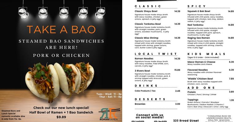 Roman Ramen Menu