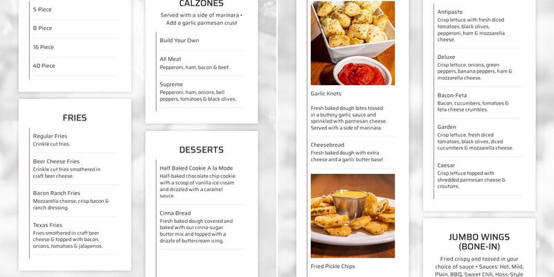 Pizza Hoss Emory Menu