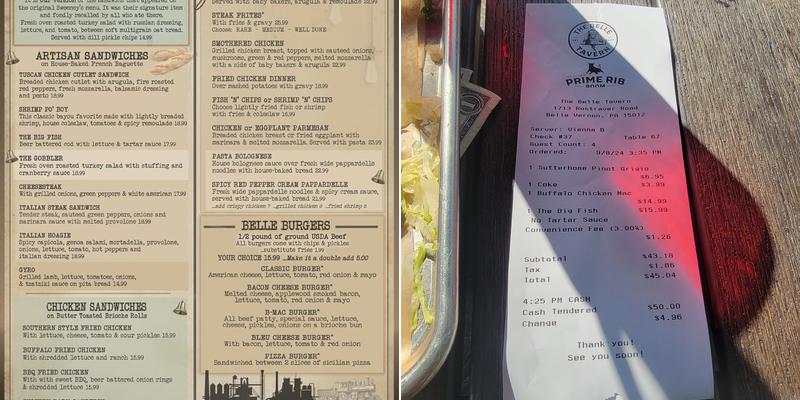 The Belle Tavern Menu