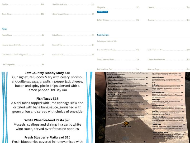 Crooked Shoreline Menu