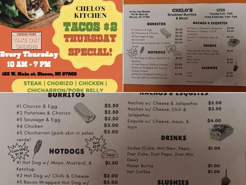 Biscoe Chelo's Kitchen Menu