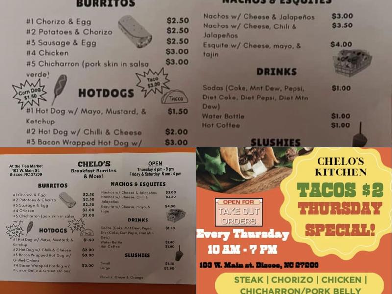 Biscoe Chelo's Kitchen Menu