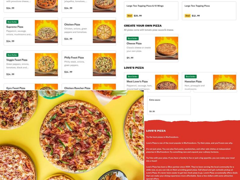 Love's Pizza Menu