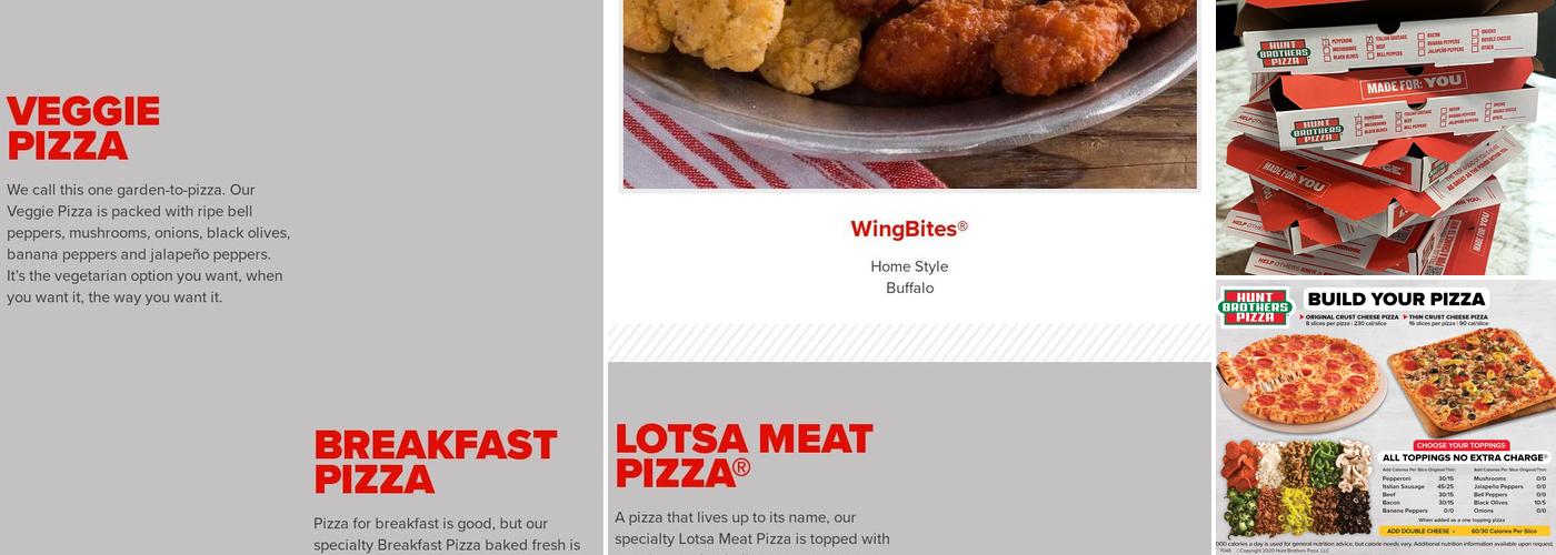 Hunt Brothers Pizza Menu