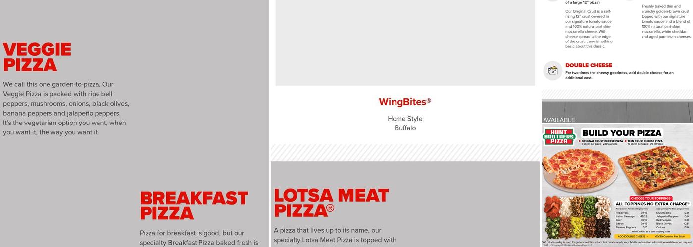 Hunt Brothers Pizza Menu