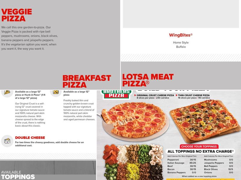 Hunt Brothers Pizza Menu