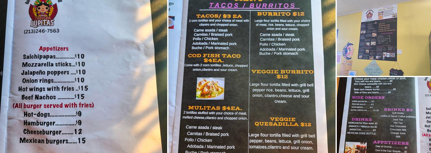 Taqueria Lupitas Menu