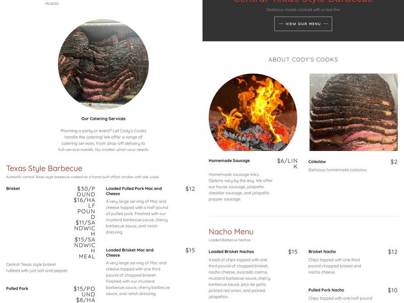 Cody’s Cooks Menu