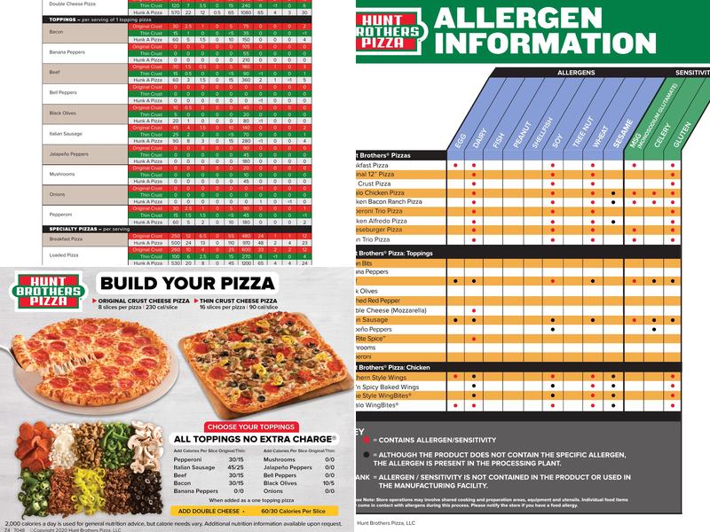 Hunt Brothers Pizza Menu