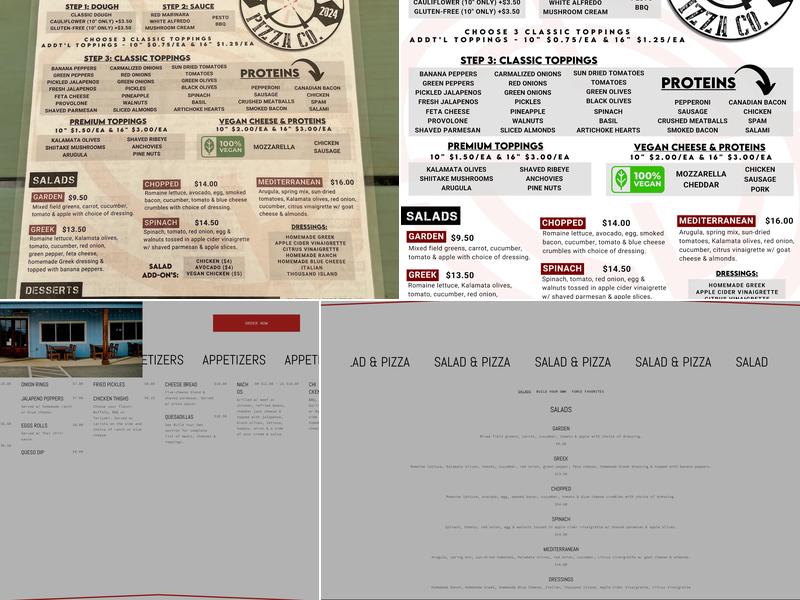 Task Force Pizza Co. Menu