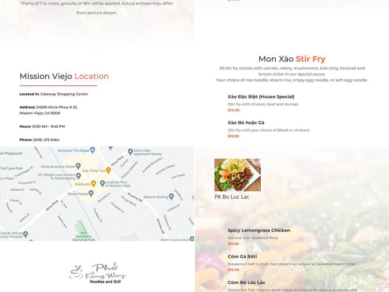Pho King Way Menu