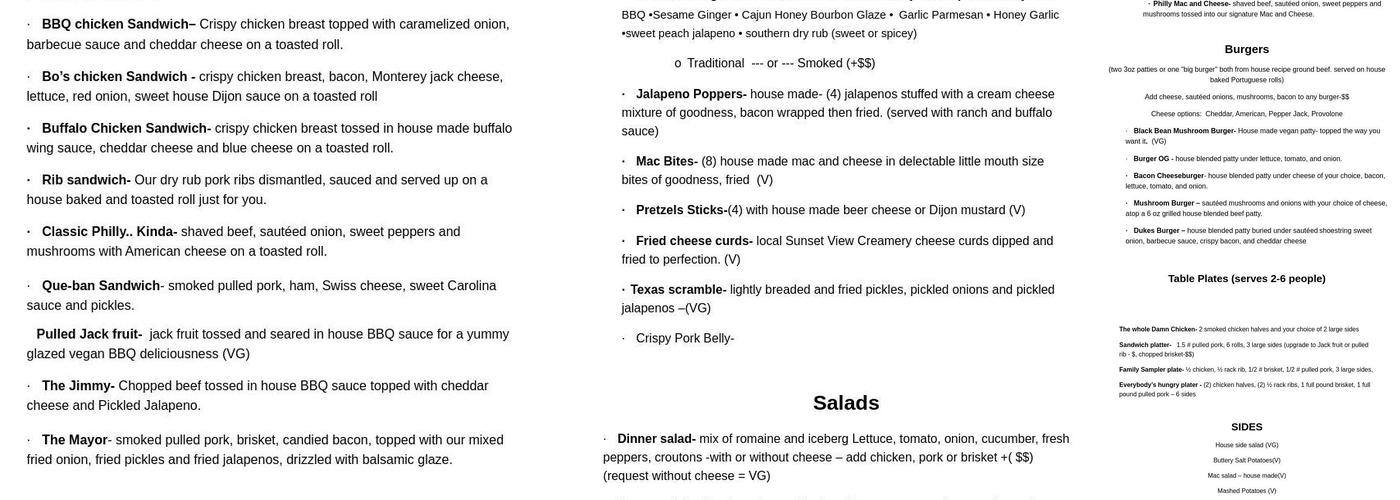 The Boar's Nest 414 Menu