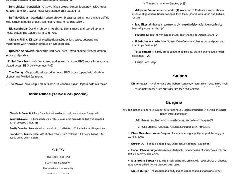 The Boar's Nest 414 Menu