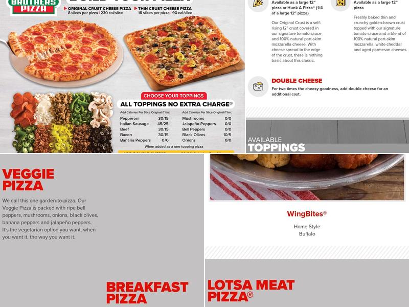 Hunt Brothers Pizza Menu