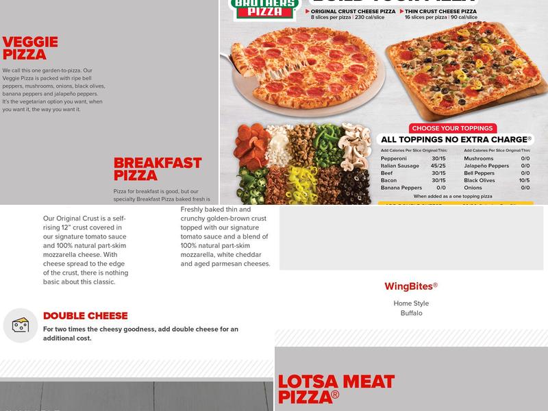 Hunt Brothers Pizza Menu