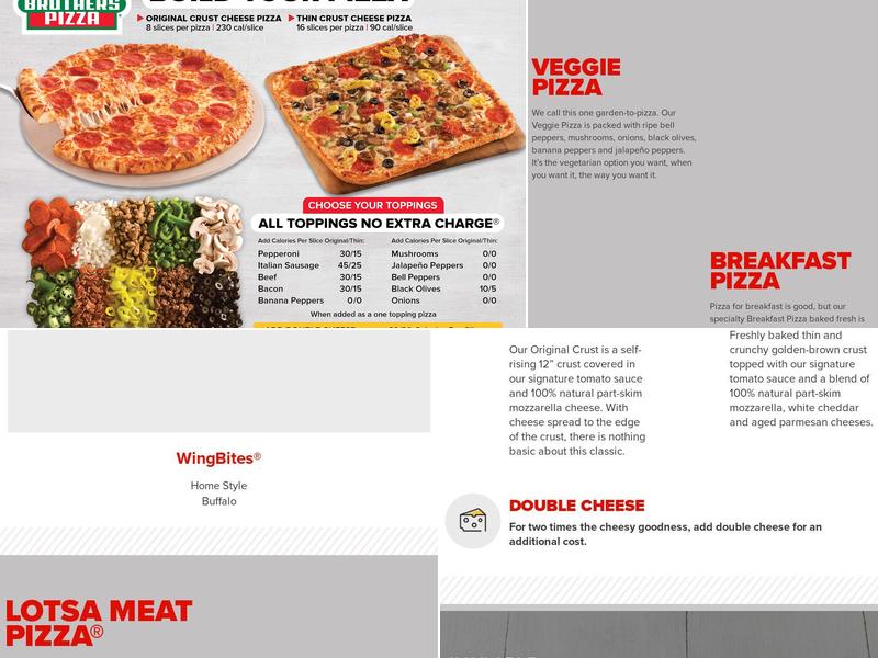 Hunt Brothers Pizza Menu