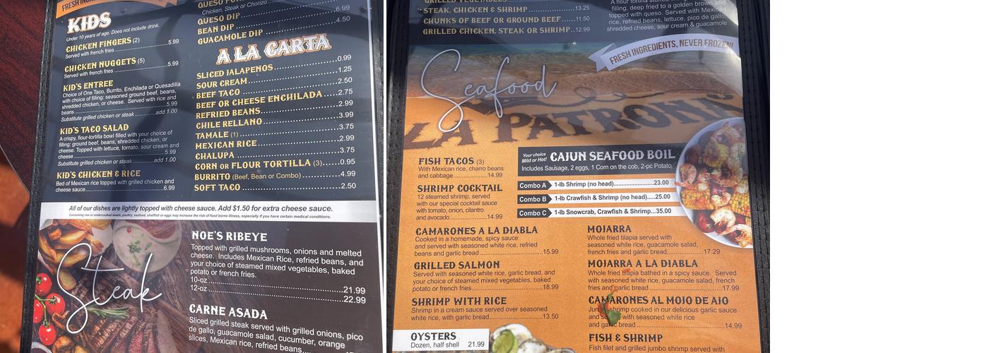 La Patrona Menu