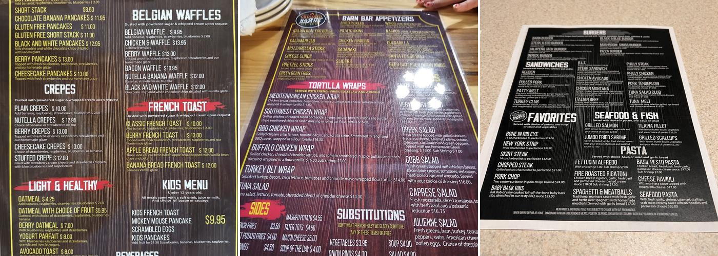 Crooked Horns Bar & Grill Menu
