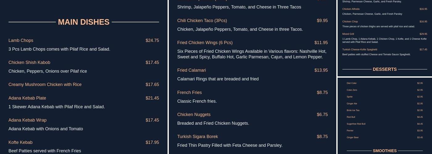 Ocean8 Restaurant & Cafe Menu