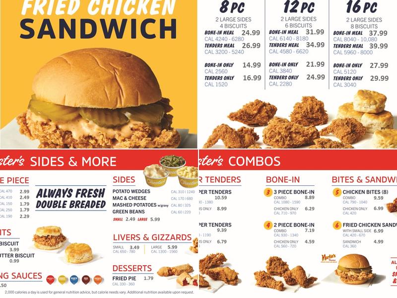 Chester's Chicken Menu