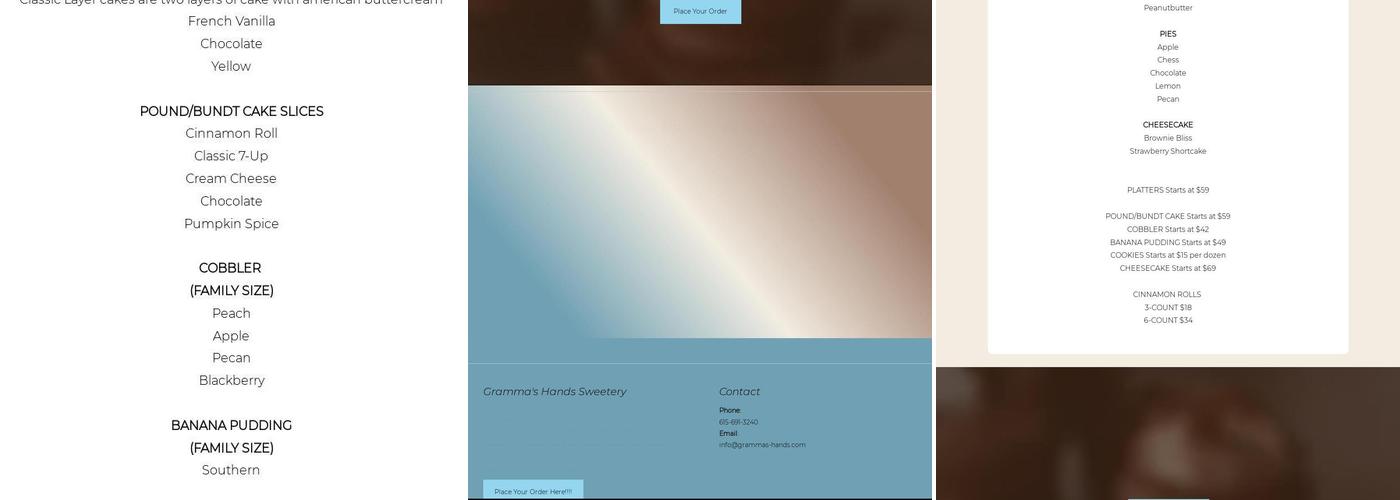 Gramma's Hands Sweetery Menu