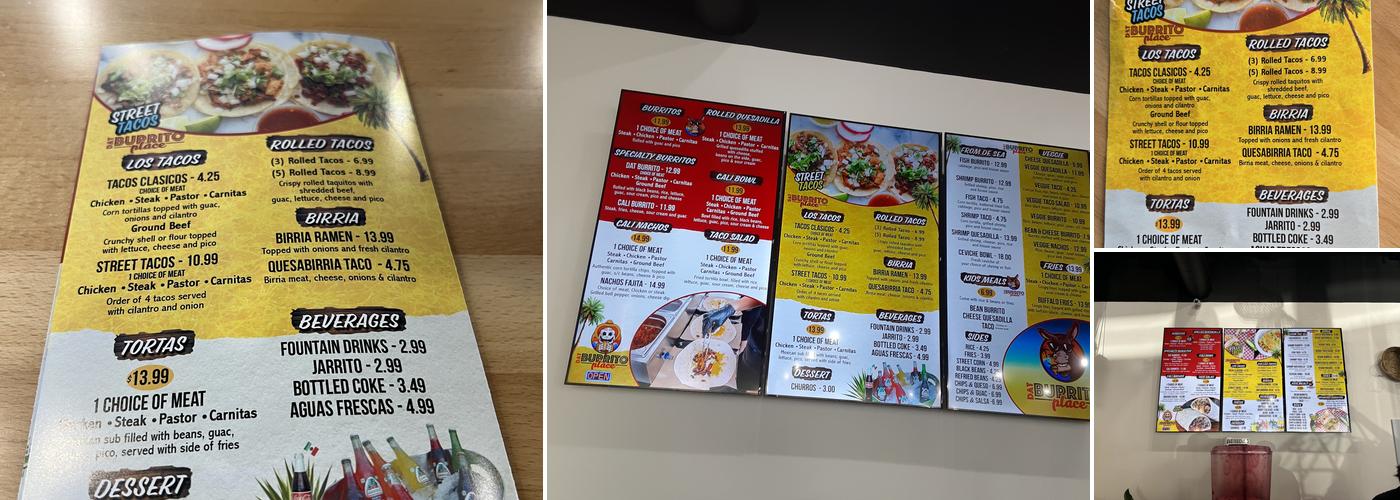 Dat Burrito Place Menu