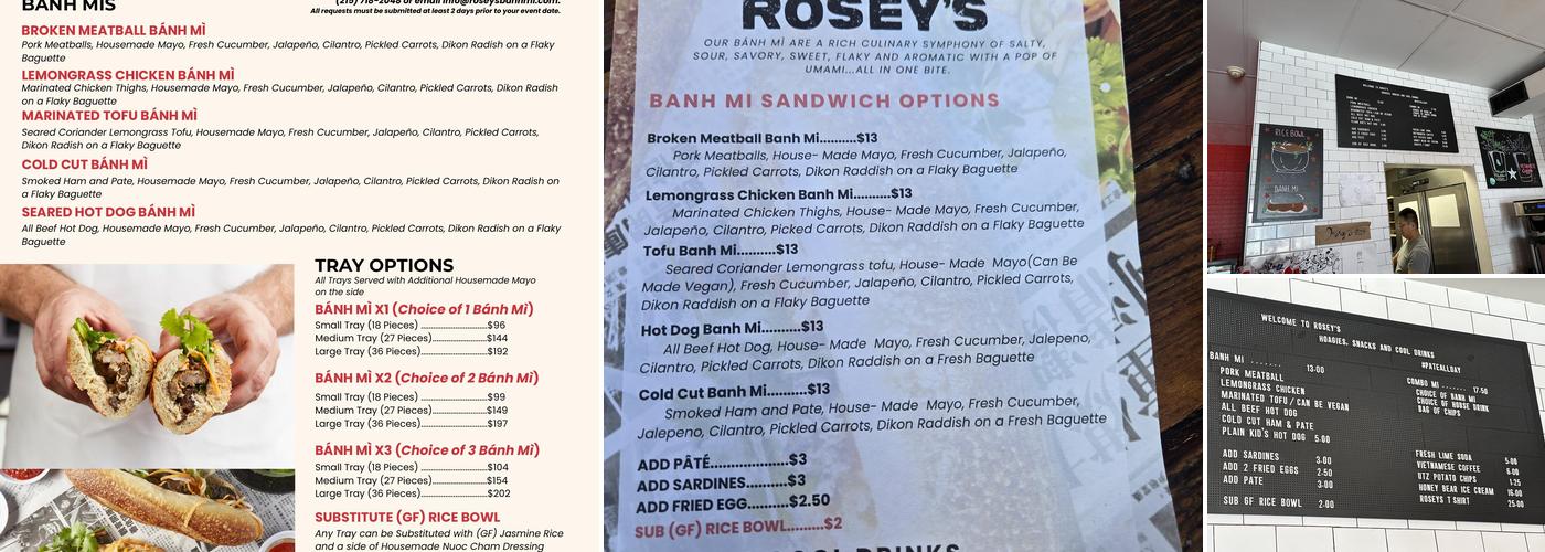 Rosey's Banh Mi Menu