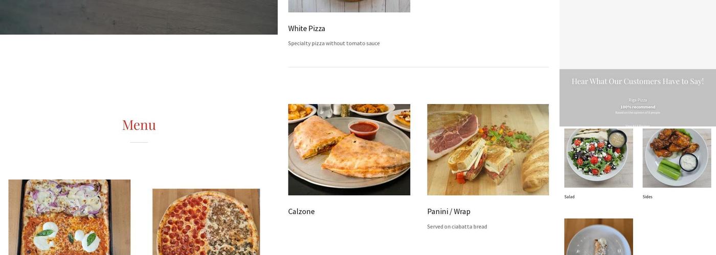 Riga Pizza Menu