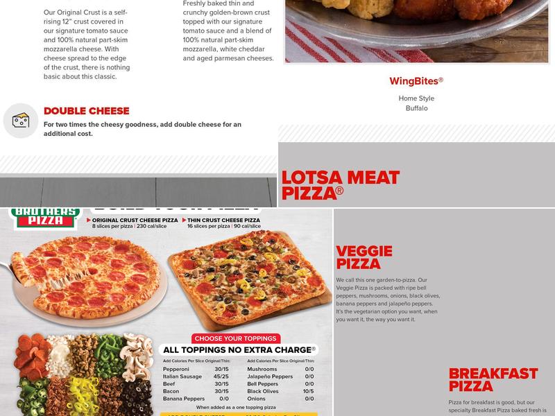 Hunt Brothers Pizza Menu