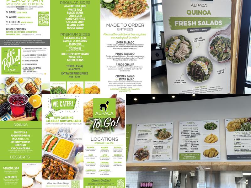 Alpaca Peruvian Charcoal Chicken Menu