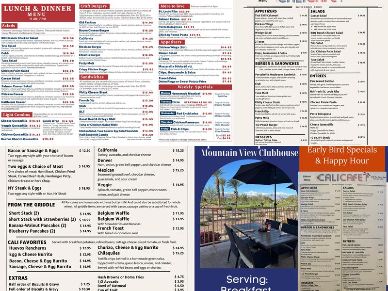 Cali Cafe Menu