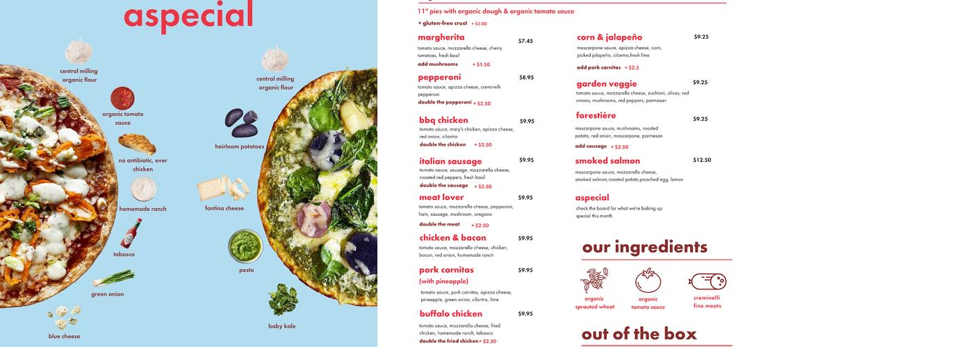 apizza Menu