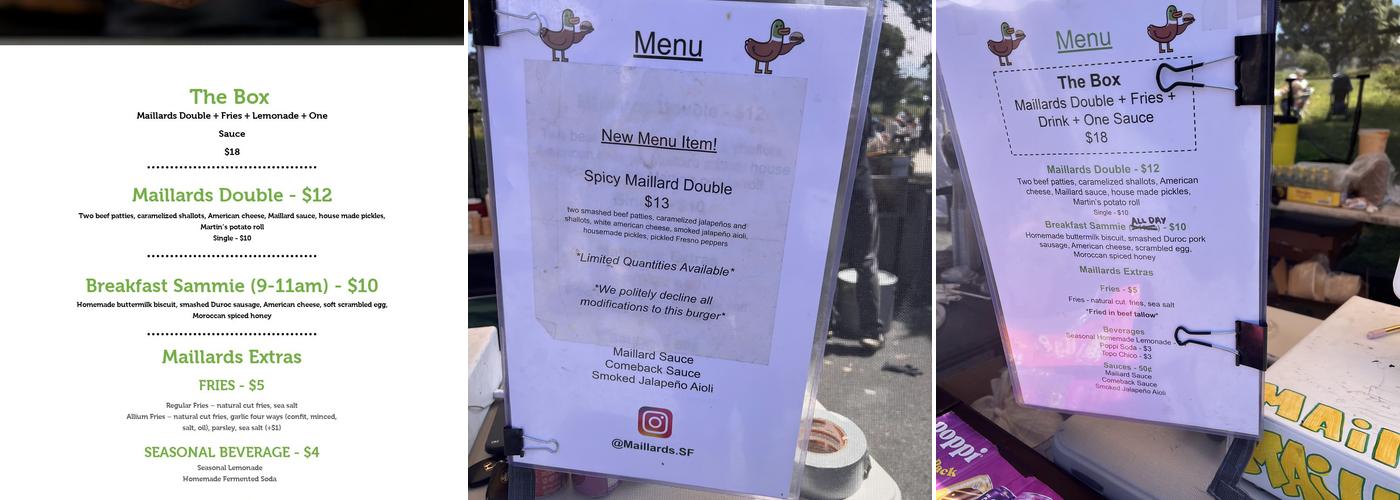 Maillards Menu