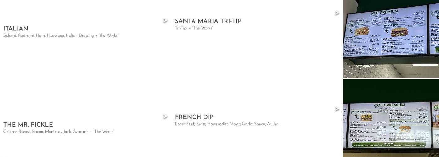 Mr. Pickle's Sandwich Shop Menu