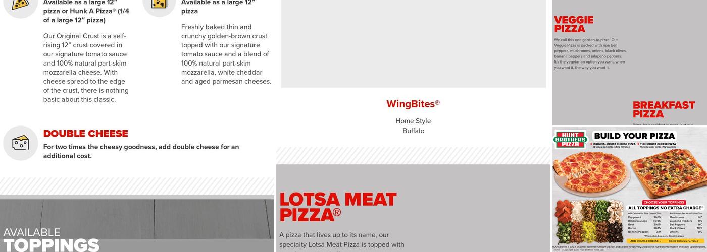 Hunt Brothers Pizza Menu
