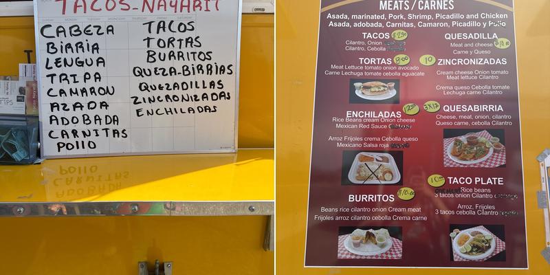 Tacos Nayarit Menu