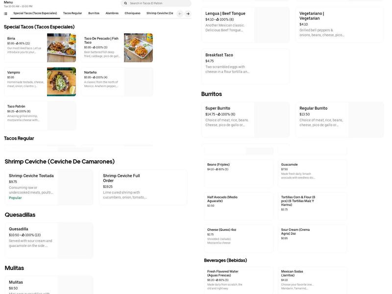 Mexican Food Deliver Cypress Menu