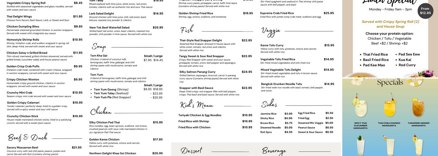 Silk n Spice Thai Cuisine Menu