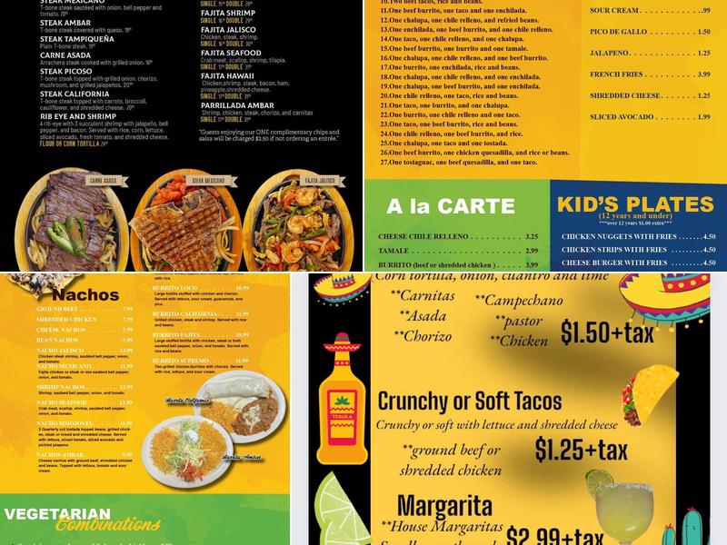 Ámbar Mexican restaurant Menu