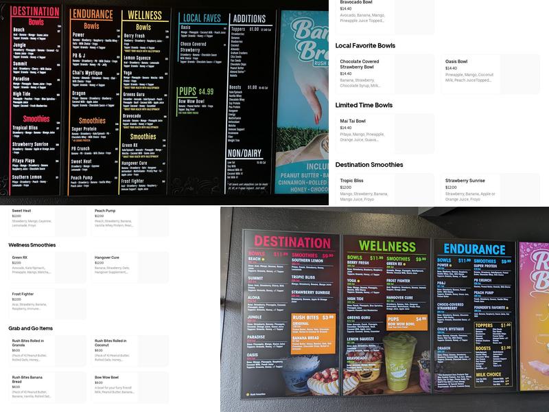Rush Bowls Menu