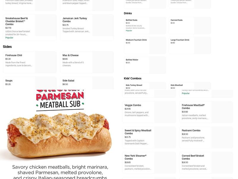 Firehouse Subs Shops at Goodman Crossing Menu