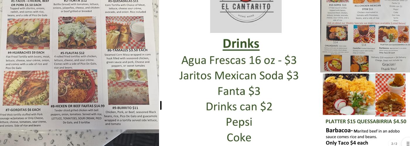 El Cantarito Menu