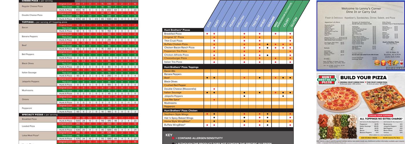 Hunt Brothers Pizza Menu