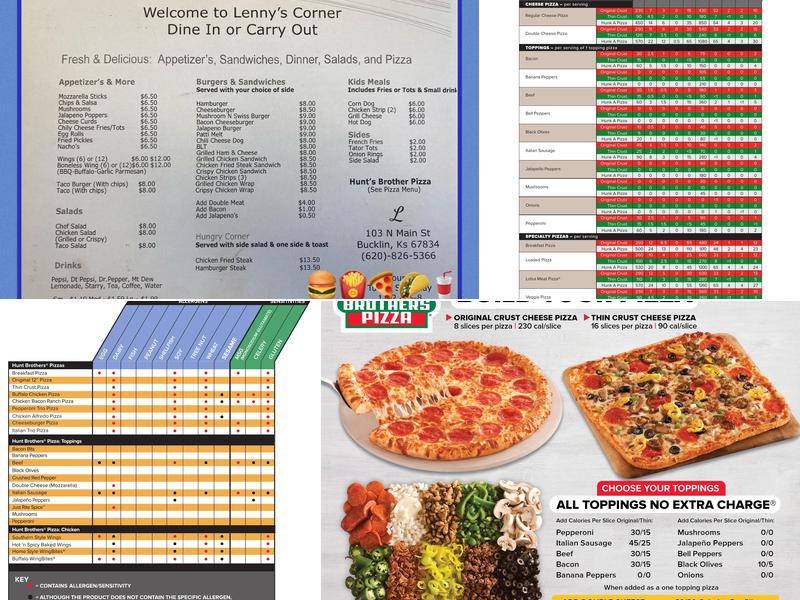 Hunt Brothers Pizza Menu