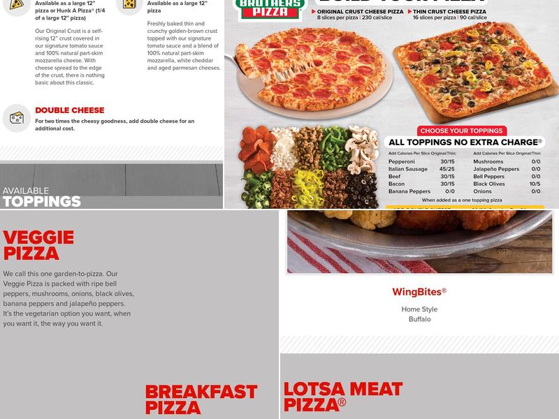 Hunt Brothers Pizza Menu