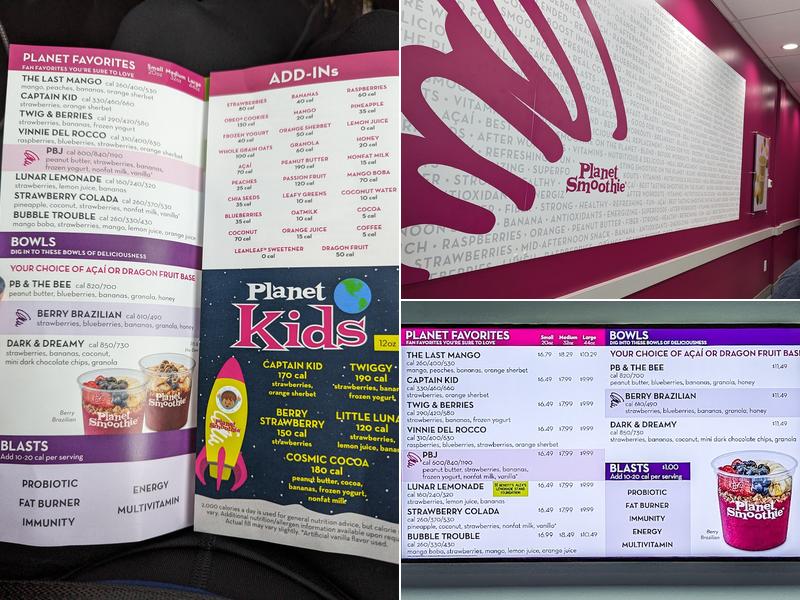 Planet Smoothie Menu