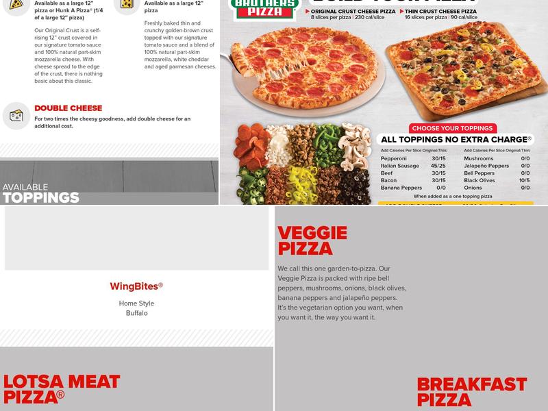 Hunt Brothers Pizza Menu