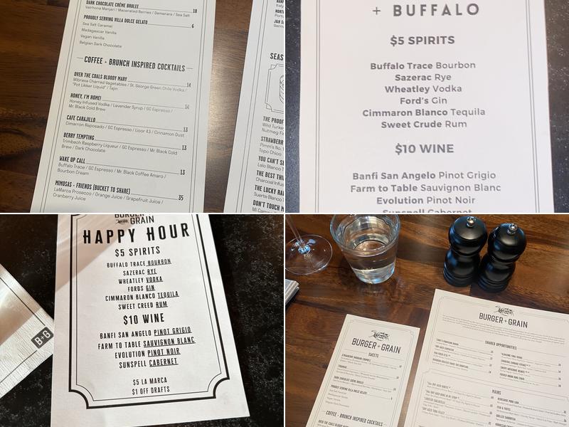 Burger + Grain Menu