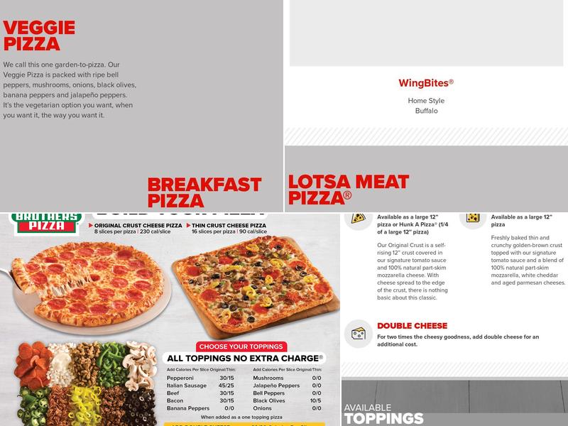 Hunt Brothers Pizza Menu